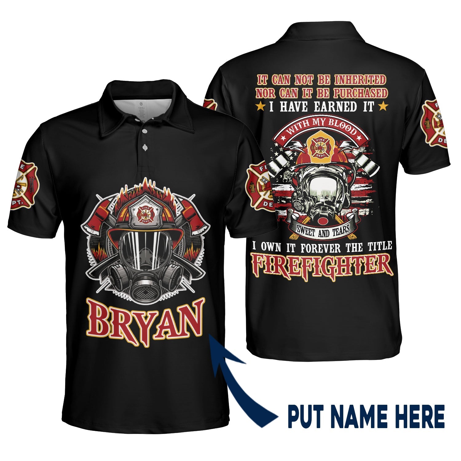 Custom Name Firefighter Inherited Purchased - Forever The Title AOP Polo Shirt