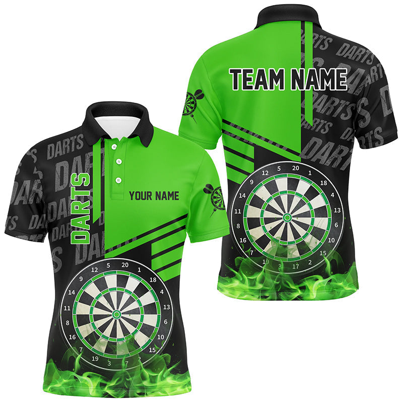 Custom Turquoise Fire Darts Quarter Zip Polo Team Shirts, Custom Darts League Team Jersey Polo , Custom Darts Team Jerseys Uniform