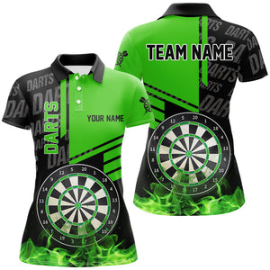 Custom Turquoise Fire Darts Quarter Zip Polo Team Shirts, Custom Darts League Team Jersey Polo , Custom Darts Team Jerseys Uniform