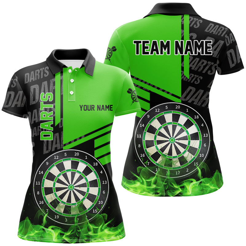 Custom Turquoise Fire Darts Quarter Zip Polo Team Shirts, Custom Darts League Team Jersey Polo , Custom Darts Team Jerseys Uniform