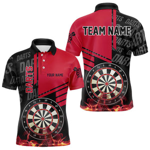 Custom Turquoise Fire Darts Quarter Zip Polo Team Shirts, Custom Darts League Team Jersey Polo , Custom Darts Team Jerseys Uniform