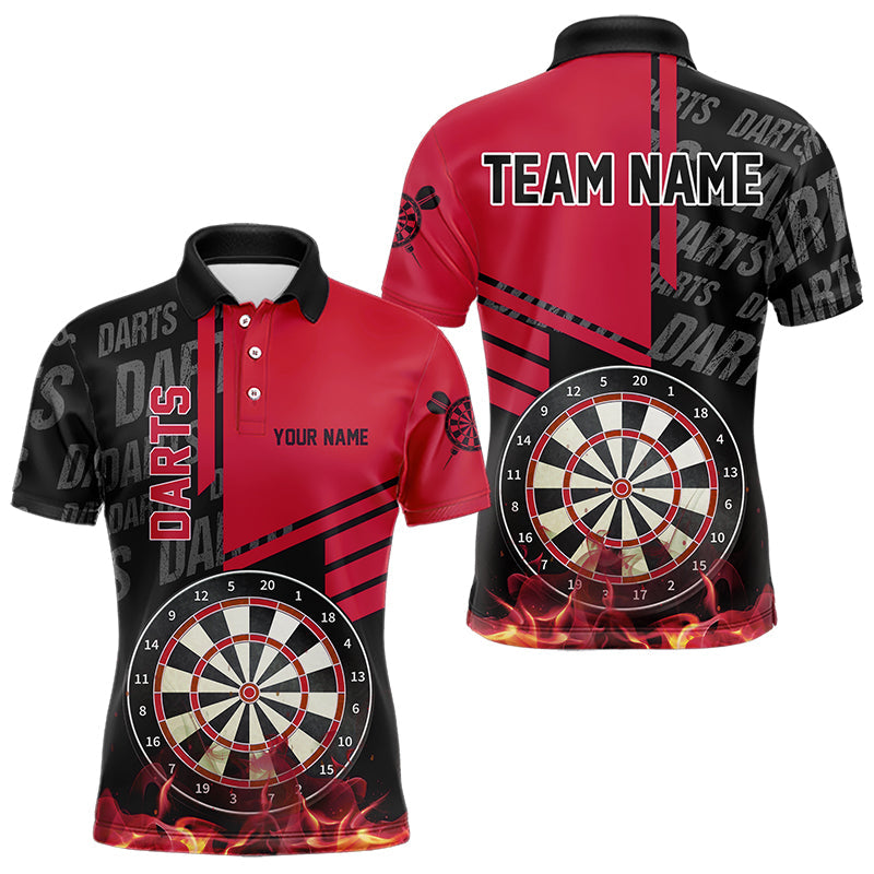 Custom Turquoise Fire Darts Quarter Zip Polo Team Shirts, Custom Darts League Team Jersey Polo , Custom Darts Team Jerseys Uniform
