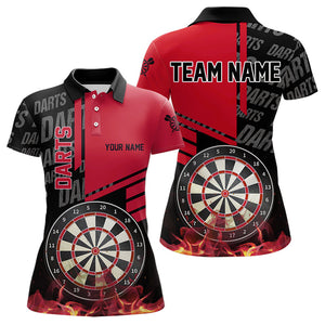 Custom Turquoise Fire Darts Quarter Zip Polo Team Shirts, Custom Darts League Team Jersey Polo , Custom Darts Team Jerseys Uniform