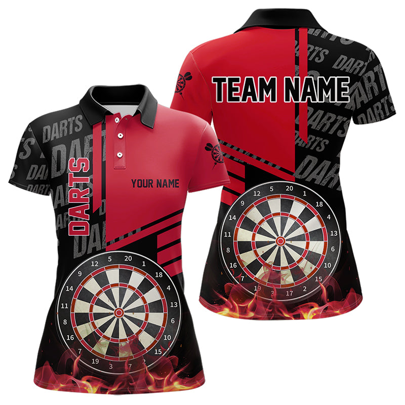 Custom Turquoise Fire Darts Quarter Zip Polo Team Shirts, Custom Darts League Team Jersey Polo , Custom Darts Team Jerseys Uniform