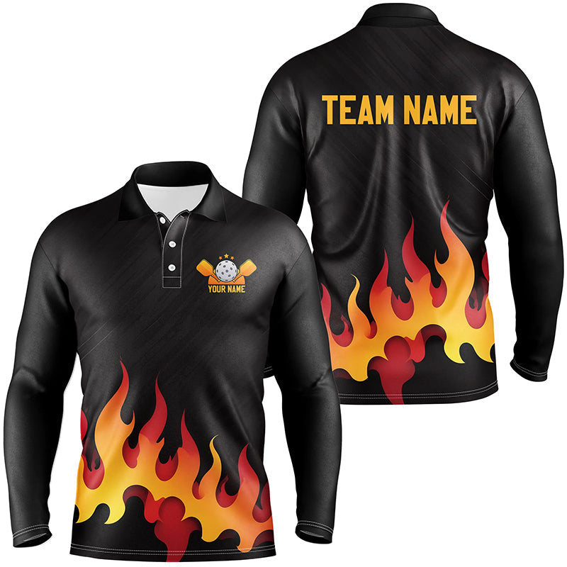 Custom Flame Pickleball Polo Shirts, Mens Pickleball Clothing IPHW6881
