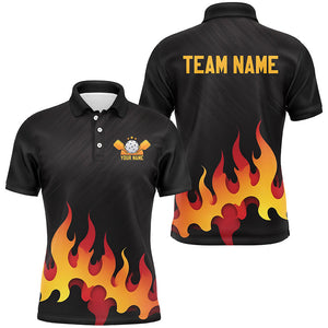 Custom Flame Pickleball Polo Shirts, Mens Pickleball Clothing IPHW6881