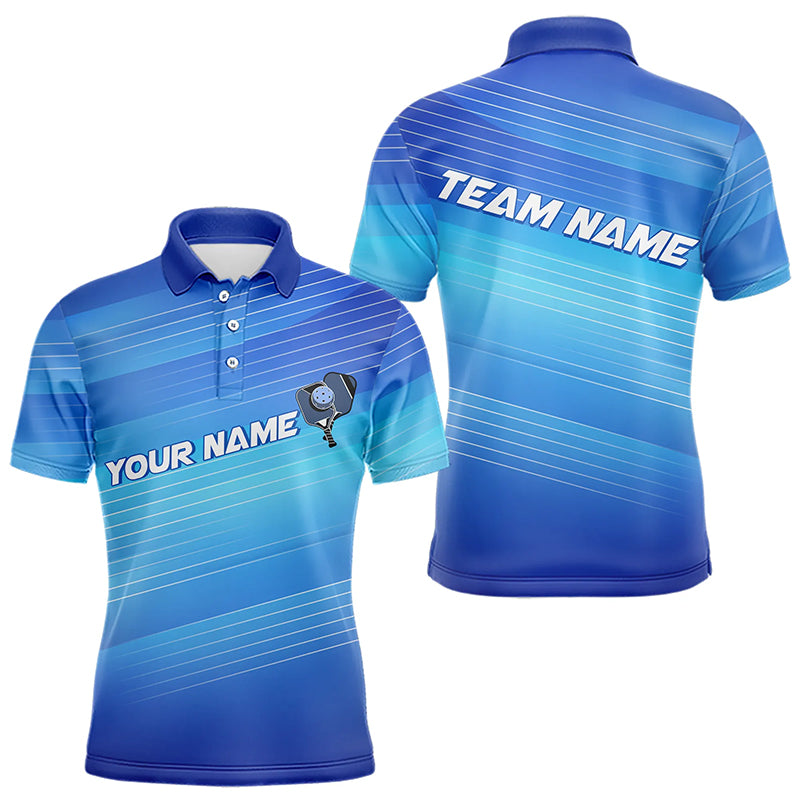 Custom Blue Pickleball Polo Shirts For Men, Pickleball Tournament Team Shirt IPHW8115