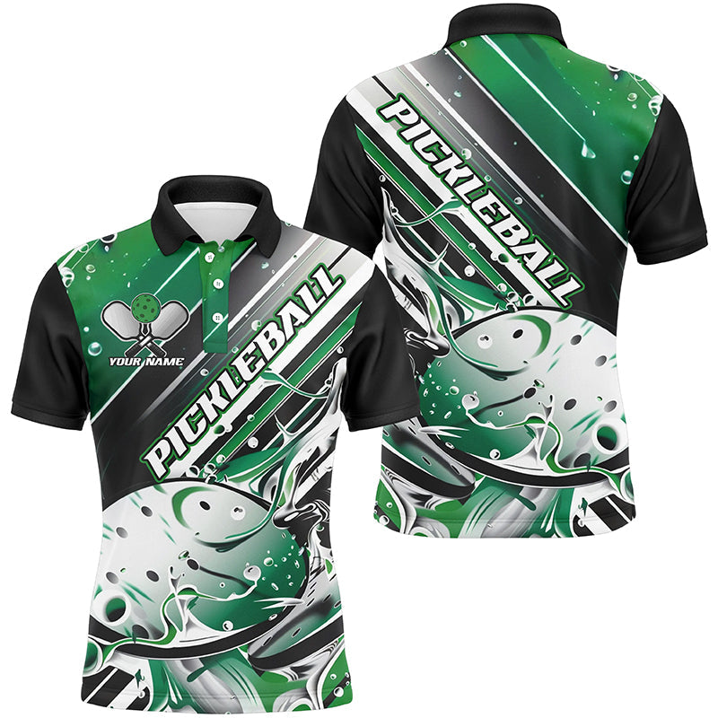 Custom Men'S Pickleball Polo Shirts, Black And Green Pickleball Outfit Pickleball Team Shirts IPHW6930