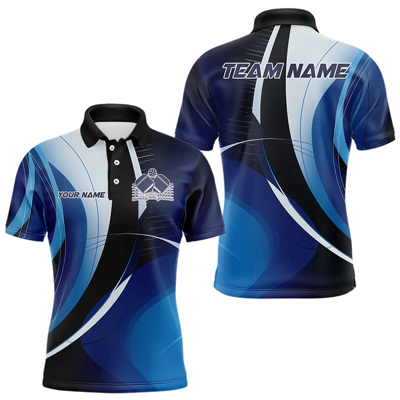 Custom Blue Pickleball Team Polo Shirts For Men, Pickleball League Shirt IPHW8216