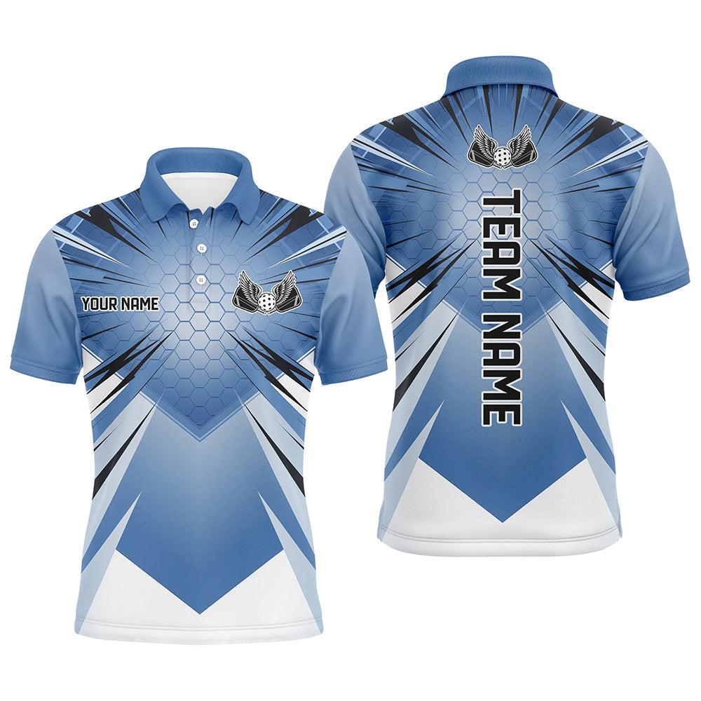 Custom Blue Pickleball Jerseys, Outdoor Pickleball Polo Shirts For Men, Pickleball Uniform IPHW8123