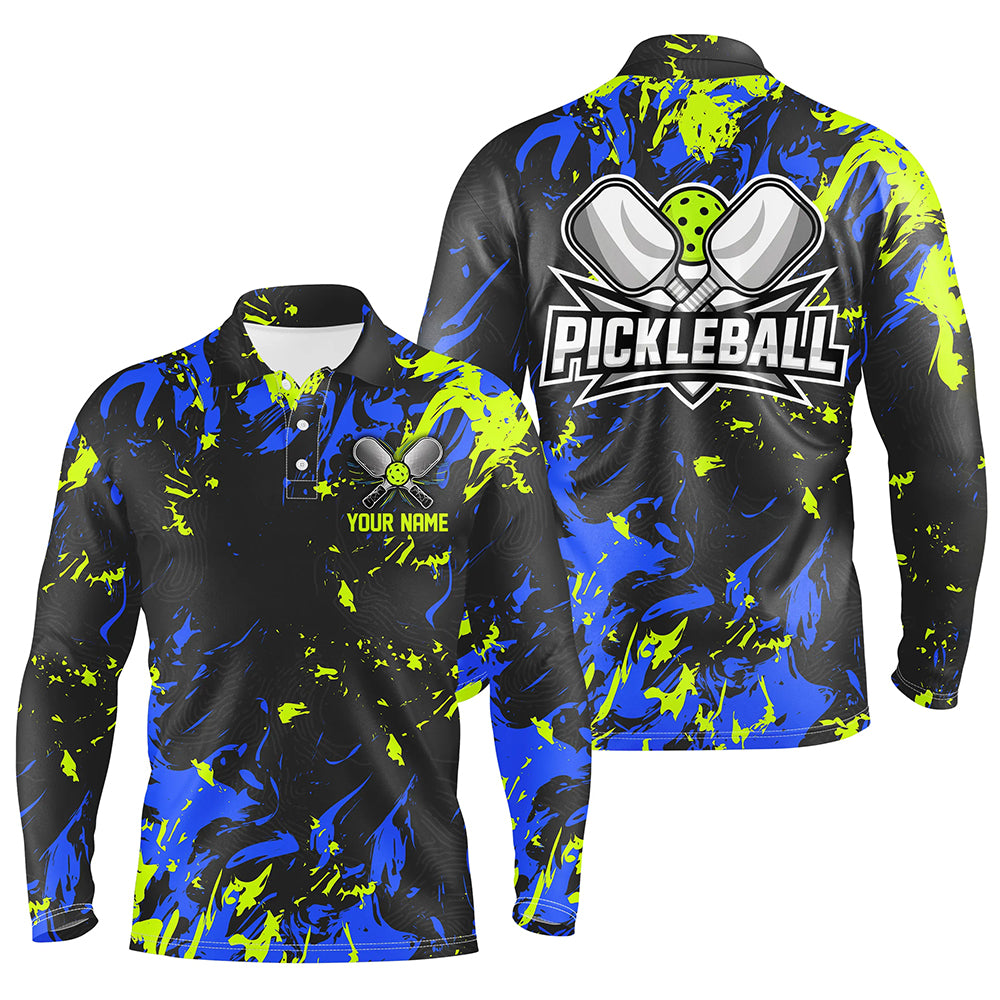 Green And Blue Custom Pickleball Team Shirts, Custom Pickleball Polo Shirts For Men IPHW6917