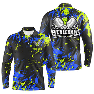Green And Blue Custom Pickleball Team Shirts, Custom Pickleball Polo Shirts For Men IPHW6917
