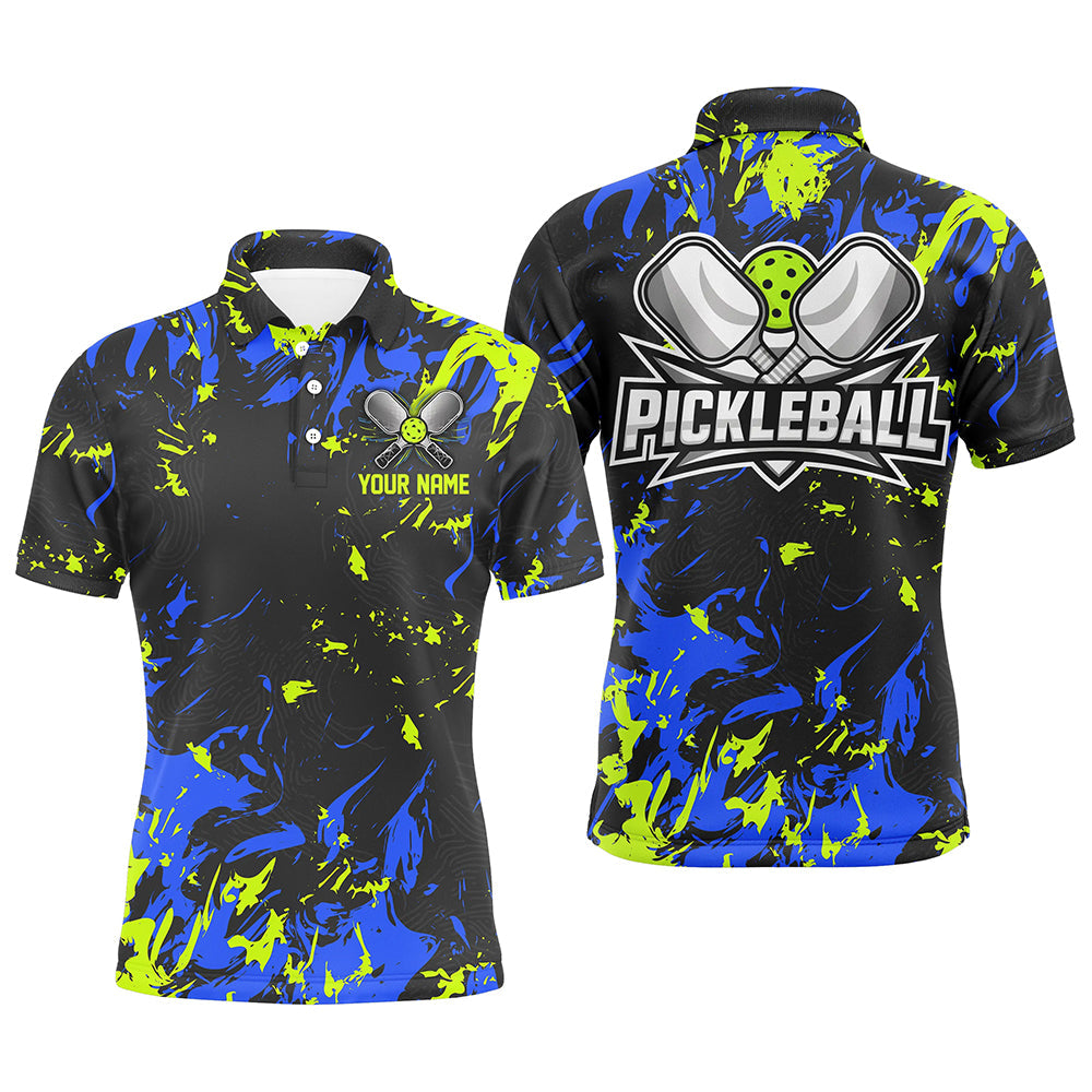Green And Blue Custom Pickleball Team Shirts, Custom Pickleball Polo Shirts For Men IPHW6917