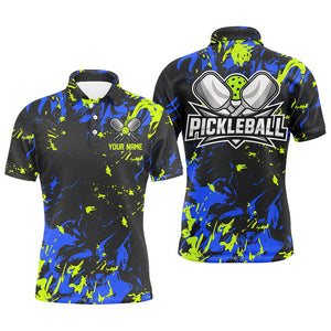 Green And Blue Custom Pickleball Team Shirts, Custom Pickleball Polo Shirts For Men IPHW6917