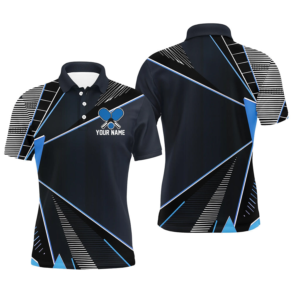 Black And Blue Personalized Pickleball Jerseys For Men, Pickleball Polo Shirts Uniform IPHW6924