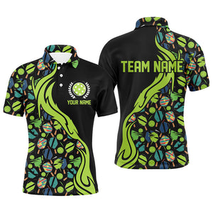 Custom Pickleball Balls And Paddles Pattern Pickleball Polo Shirts For Men, Pickleball Apparel IPHW6725