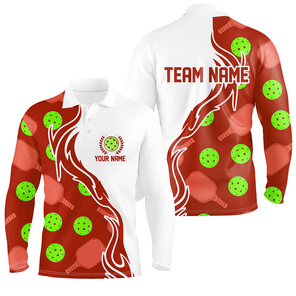 Custom Christmas Pickleball Shirts For Men, Red And Green Casual Pickleball Polo Tops IPHW5535