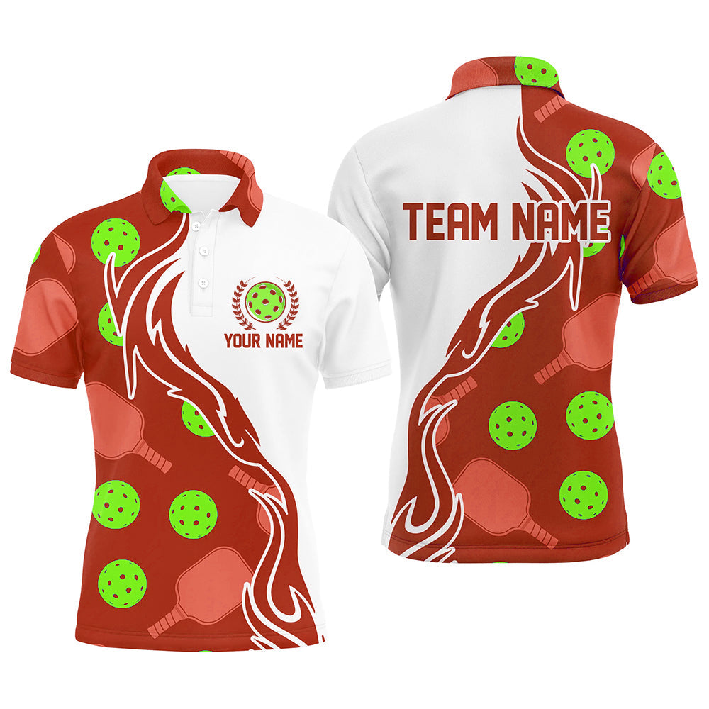 Custom Christmas Pickleball Shirts For Men, Red And Green Casual Pickleball Polo Tops IPHW5535