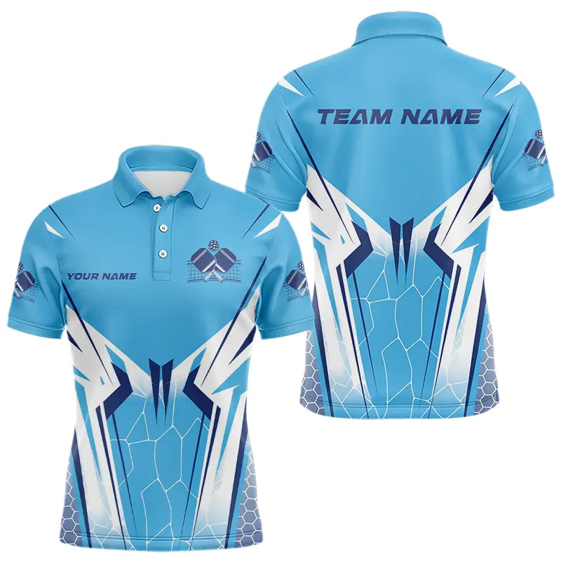 Custom Blue Pickleball Polo Shirts For Men, Pickleball Tournament Team Shirt IPHW8124