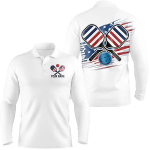 American Flag Patriotic Custom Pickleball Polo Shirts For Men, Personalized Pickleball Outfits IPHW6919