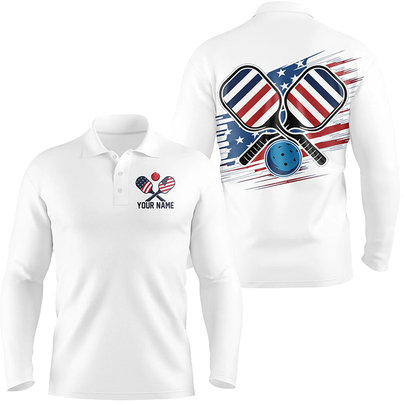 American Flag Patriotic Custom Pickleball Polo Shirts For Men, Personalized Pickleball Outfits IPHW6919