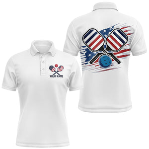 American Flag Patriotic Custom Pickleball Polo Shirts For Men, Personalized Pickleball Outfits IPHW6919