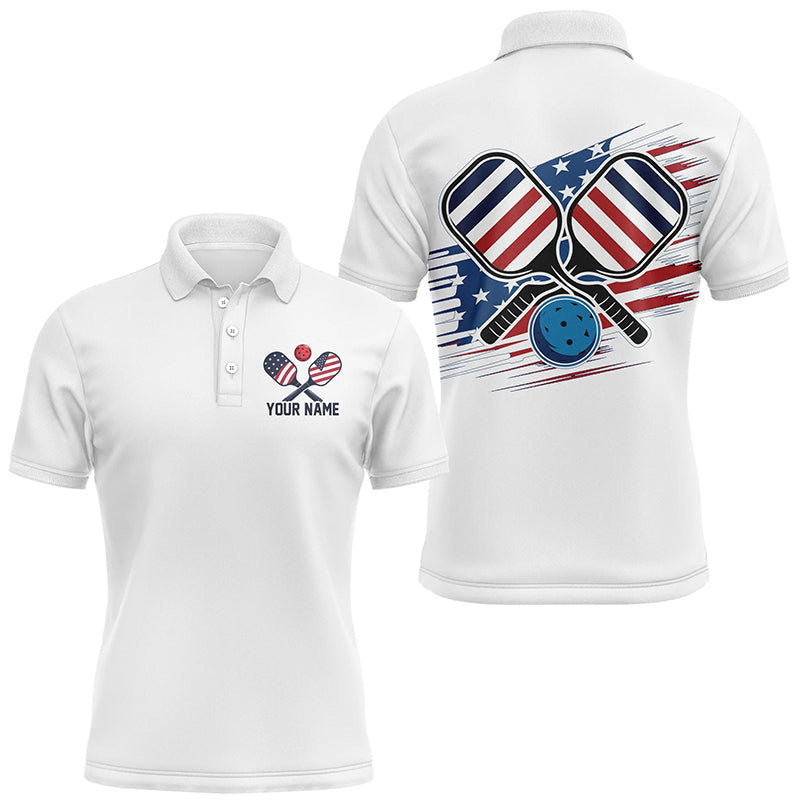 American Flag Patriotic Custom Pickleball Polo Shirts For Men, Personalized Pickleball Outfits IPHW6919
