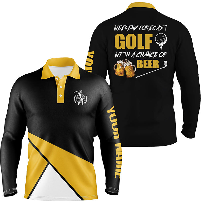 Men's Custom Golf Polo Shirt - Weekend Forecast: Golf with a Chance of Beer - Team Black Golf Shirt N5359