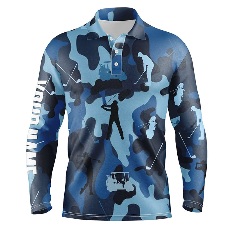 Men's Personalized Blue Camo Golf Polo Shirt N4637