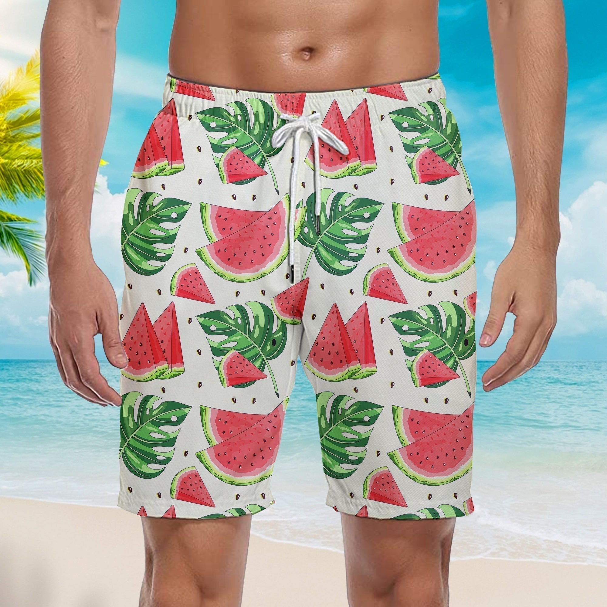 Juicy Watermelon Tropical Beach Shorts For Men