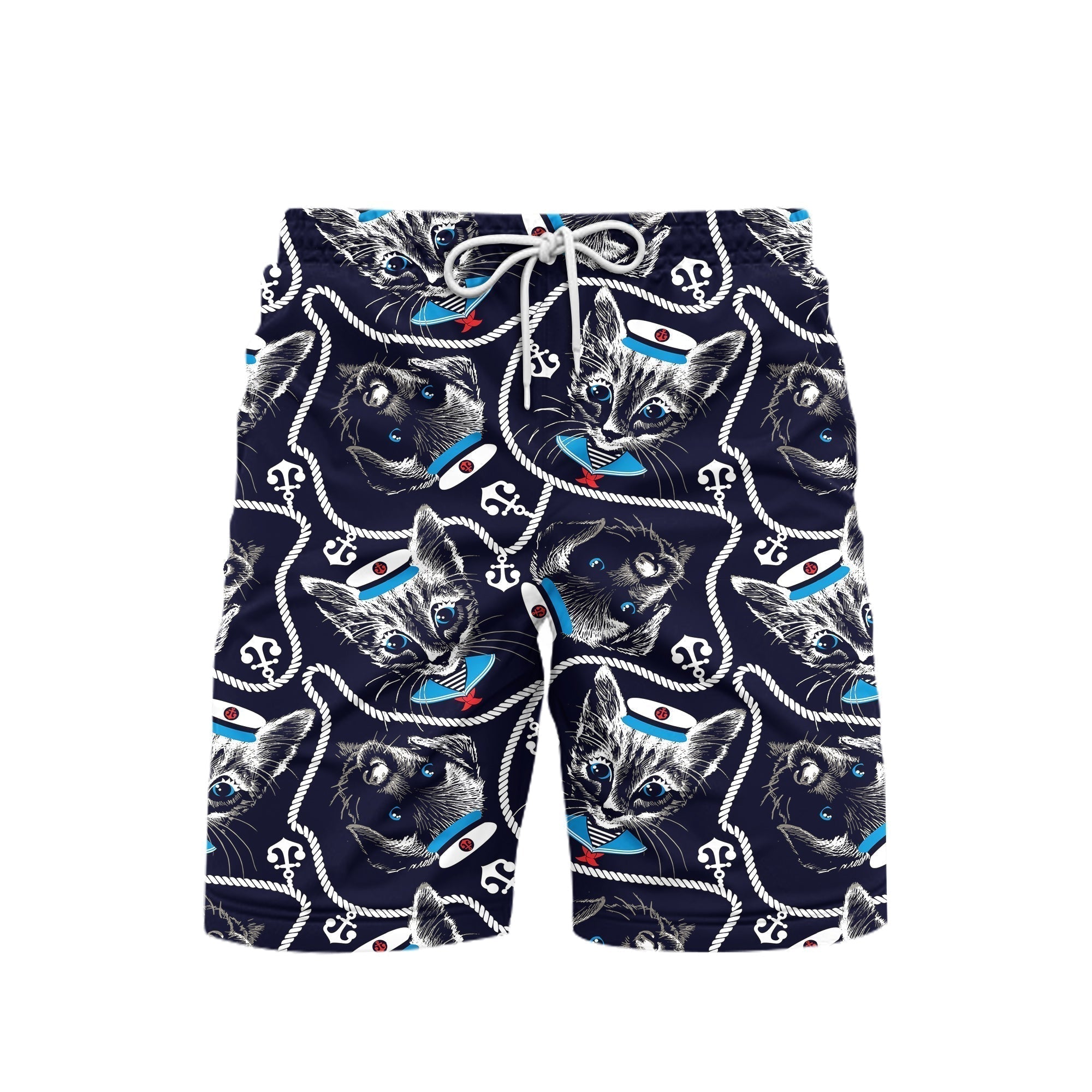 Kitten Puppy Sailor Beach Shorts For Men