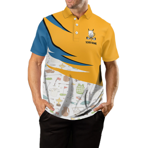 Golf & Beer That's Why I'm Here Men's Polo Shirt with Golf Icons - Cool Golf Apparel for Men L0471