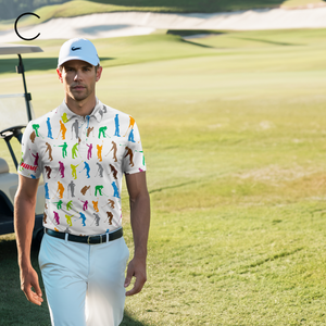 Vibrant Men's Golf Polo Shirts Personalized with Name | Fun Golf Shirts for Men | Ideal Golfing Gifts L1328