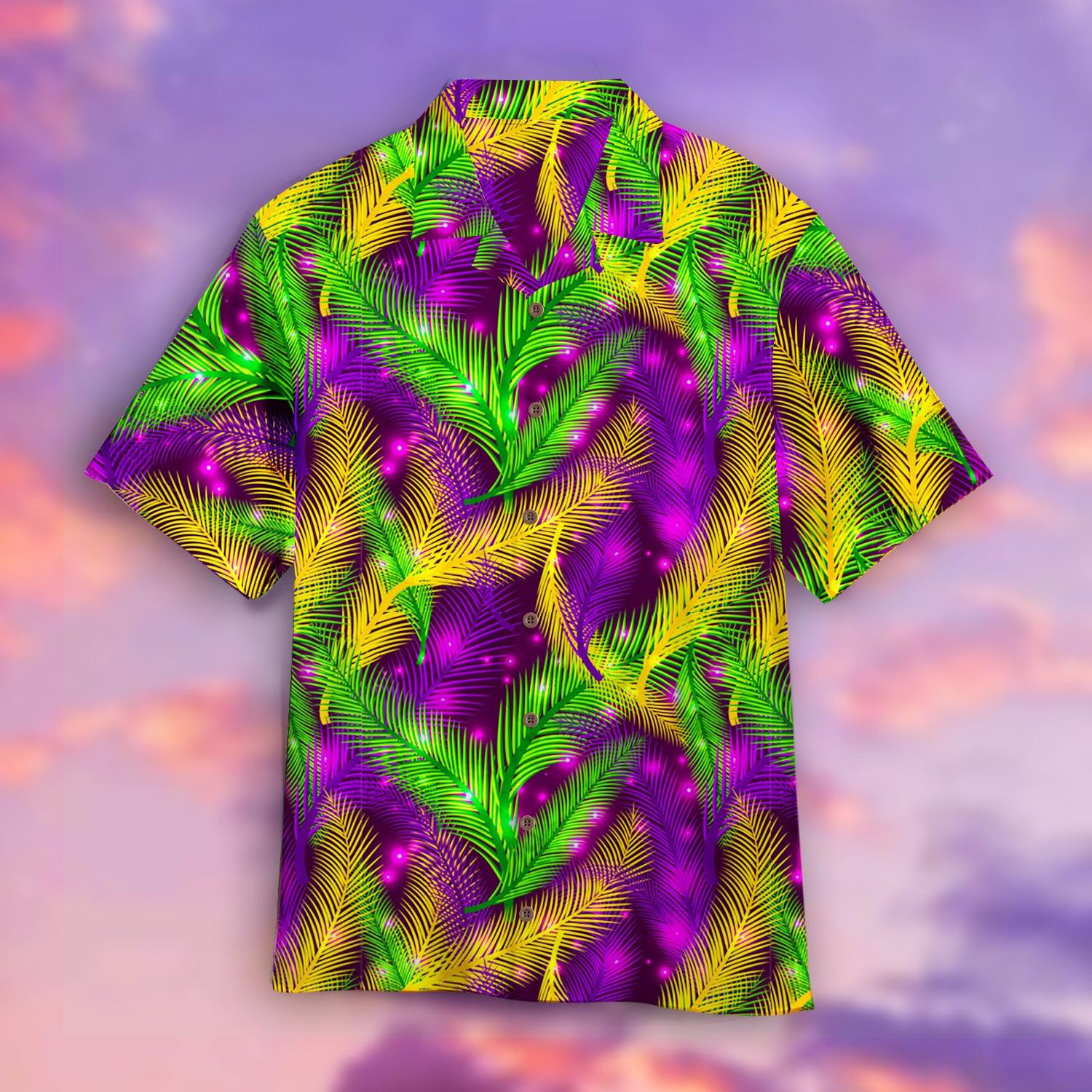 Mardi Gras Pattern Green And Purple Hawaiian Shirt For Men & Women