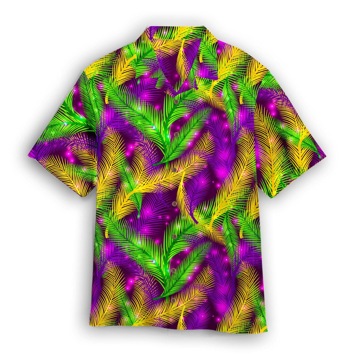 Mardi Gras Pattern Green And Purple Hawaiian Shirt For Men & Women