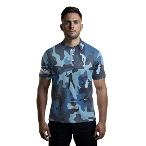 Men's Personalized Blue Camo Golf Polo Shirt N4637