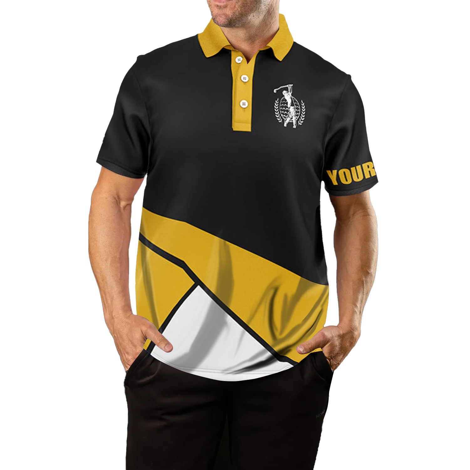 Men's Custom Golf Polo Shirt - Weekend Forecast: Golf with a Chance of Beer - Team Black Golf Shirt N5359