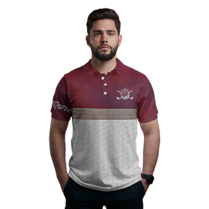 Men's Red & White Custom Name Golf Polo Shirt N6450
