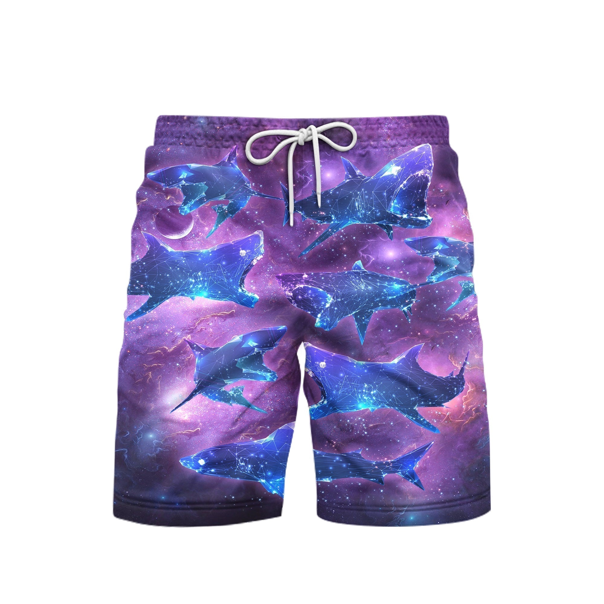Neon Glowing Shark Beach Shorts For Men