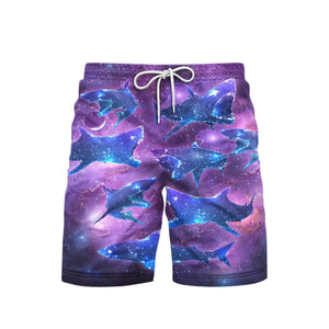 Neon Glowing Shark Beach Shorts For Men