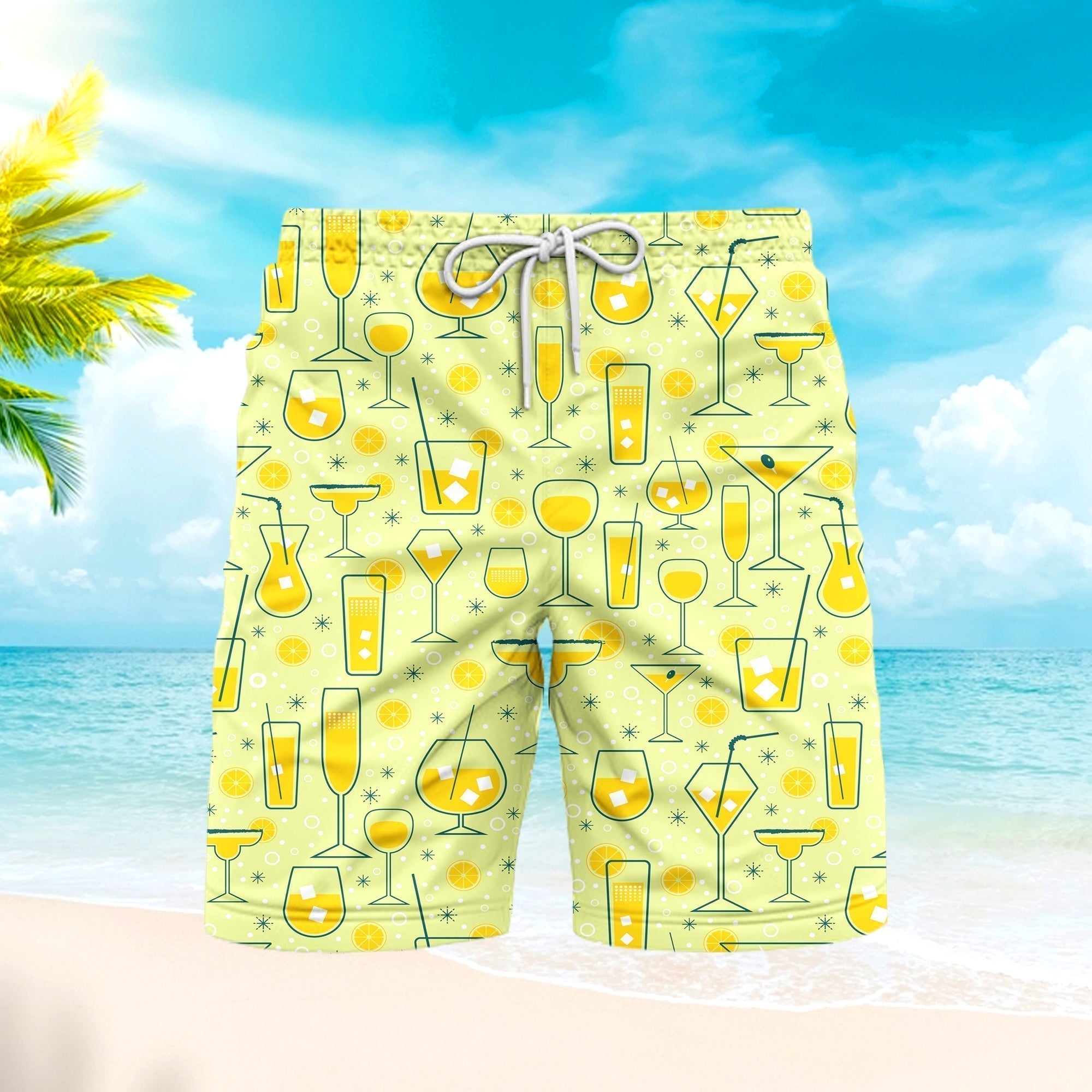 Orange Juice Cocktail Beach Shorts For Men