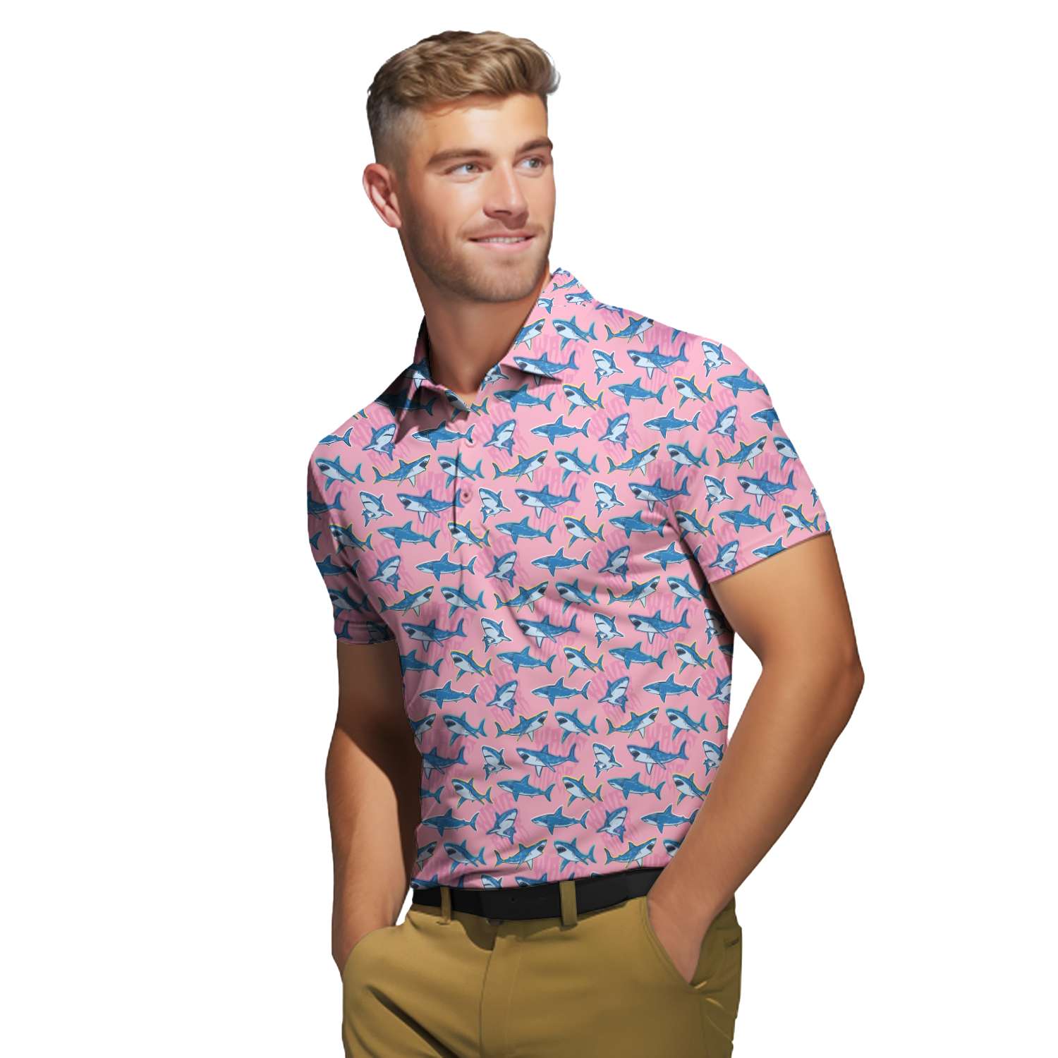The Pink Sharks Polo Shirt For Men