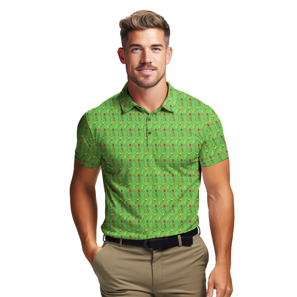 Picklesgreen Pickleball Big Dill Polo Shirt For Men