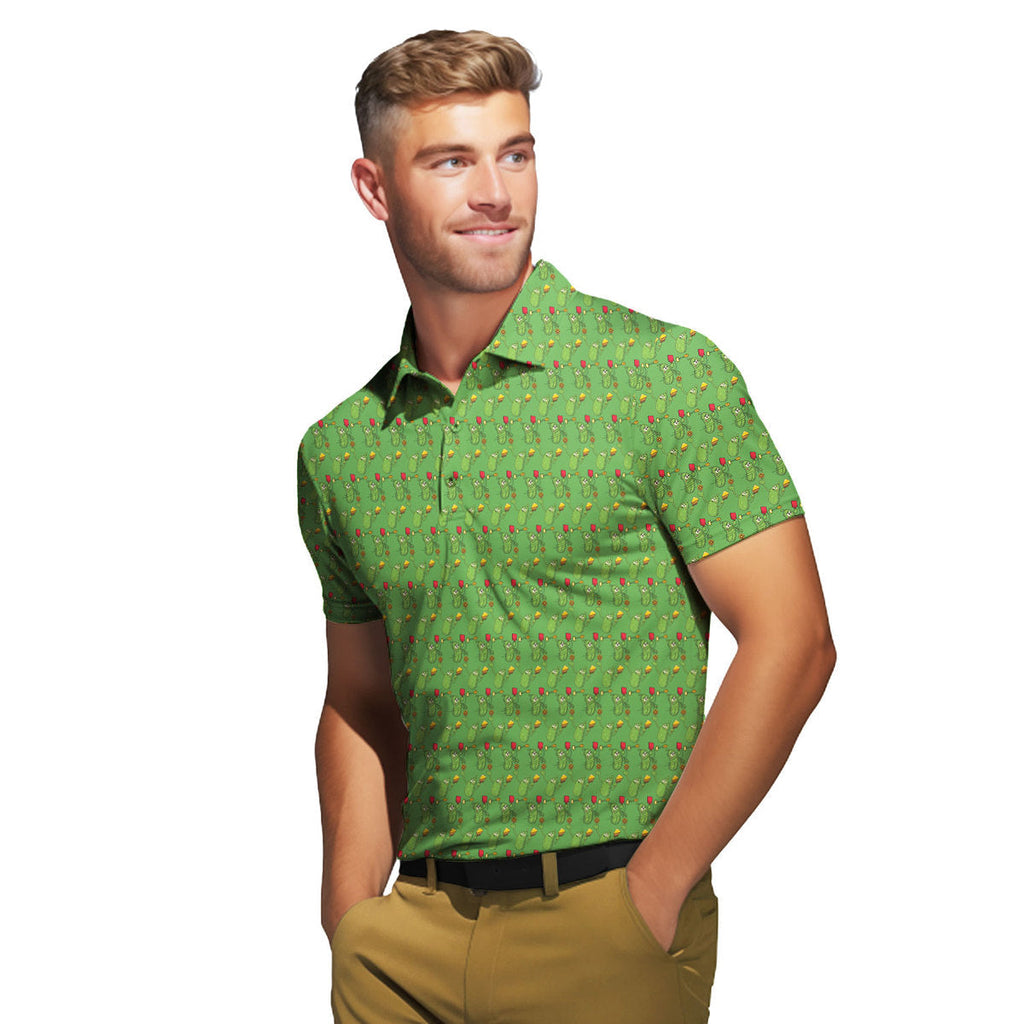 Picklesgreen Pickleball Big Dill Polo Shirt For Men