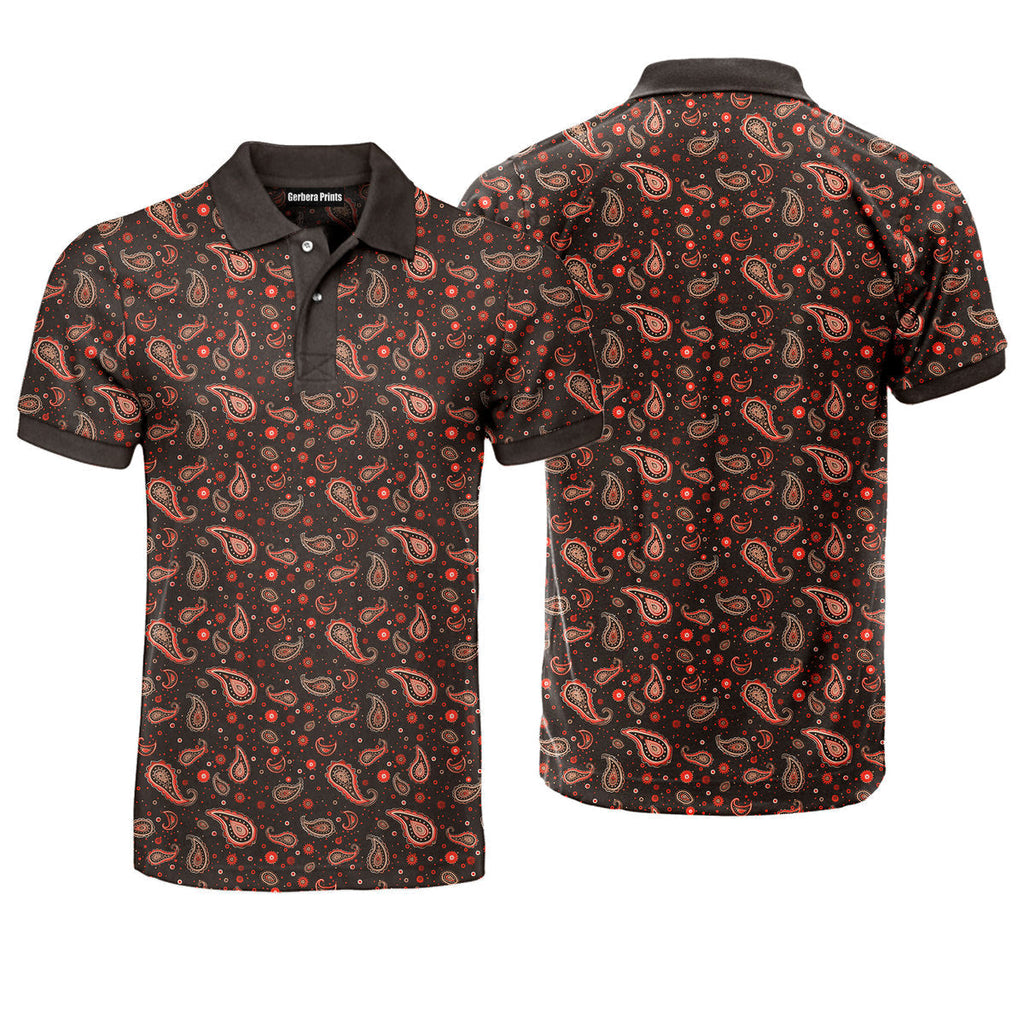 Brown Paisley Polo Shirt For Men 