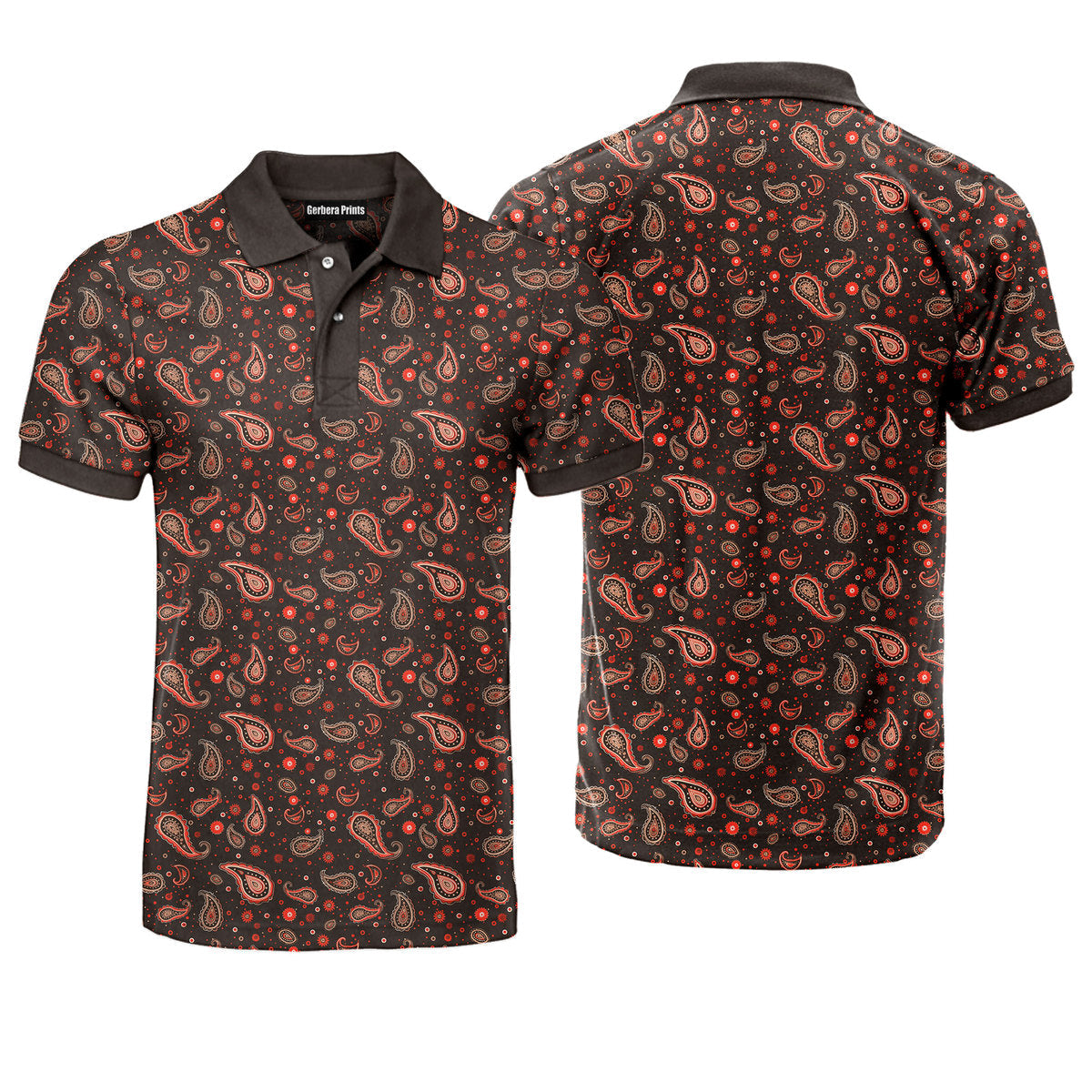 Brown Paisley Polo Shirt For Men 