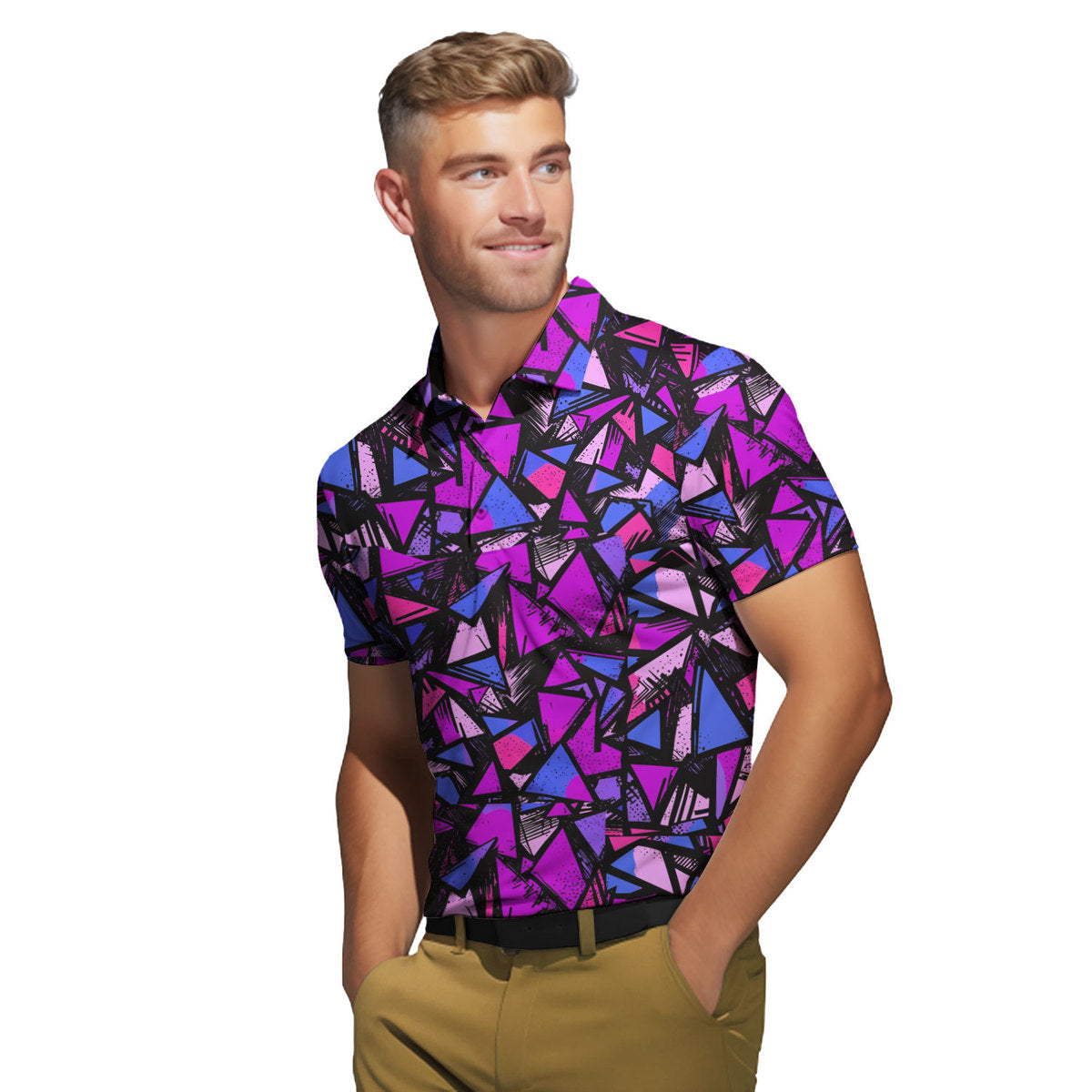 Abstract Pattern Geometric Shapes - Golf Polo Shirt