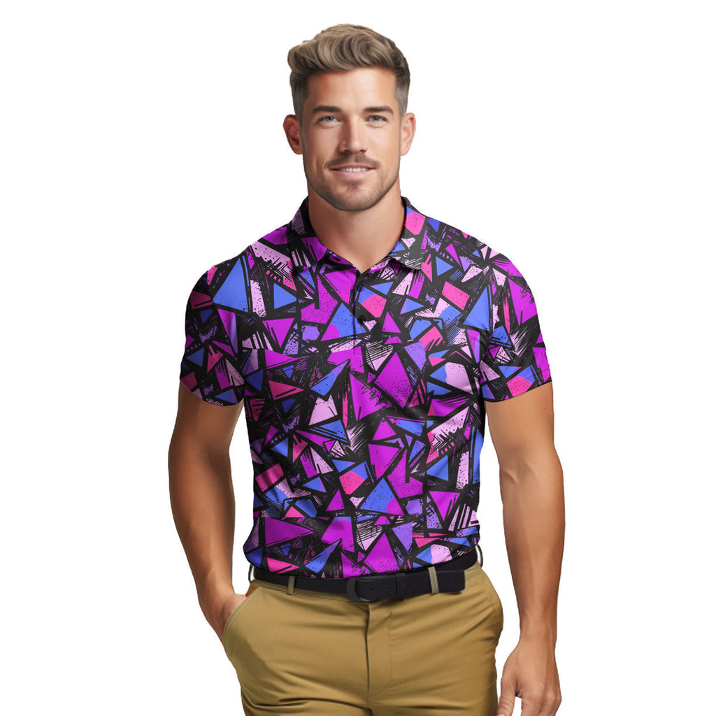 Abstract Pattern Geometric Shapes - Golf Polo Shirt