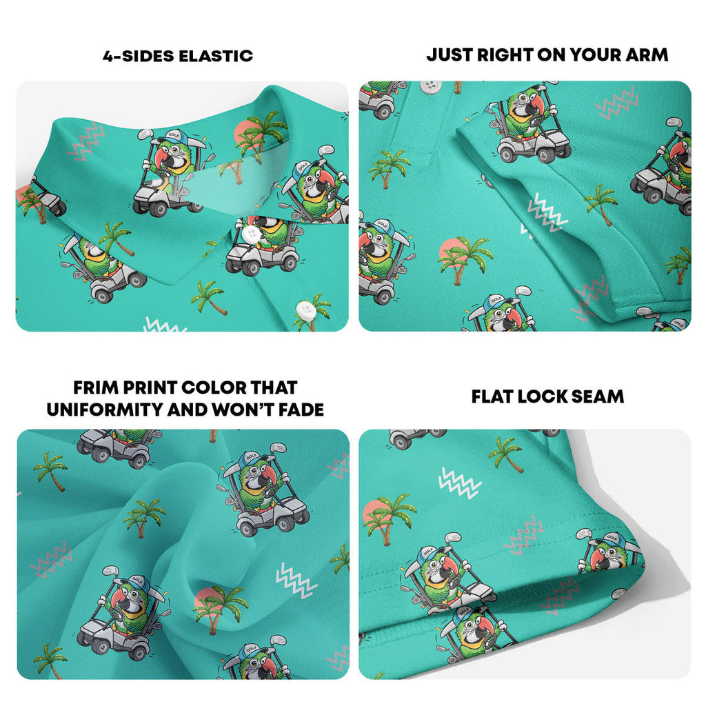 Parrot Drives Golf Cart - Golf Polo Shirt