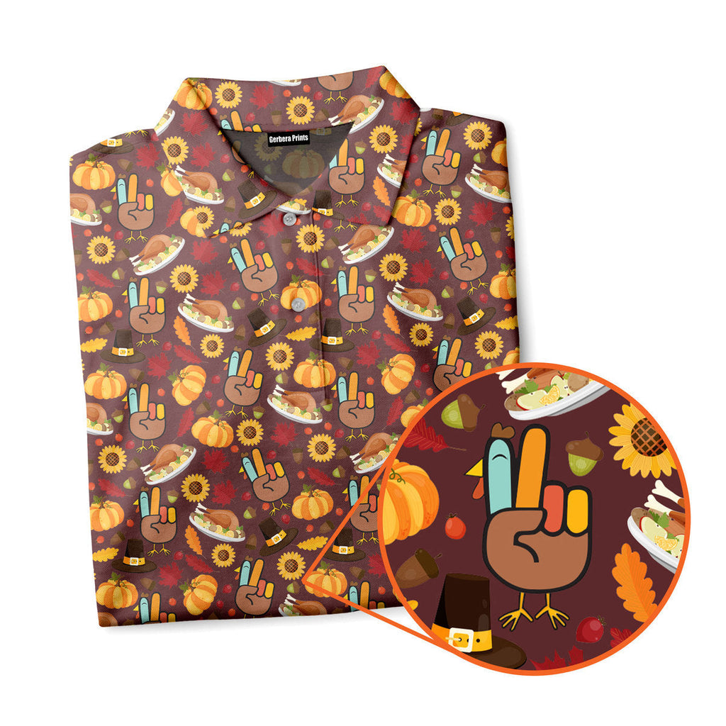 Thanksgiving Peace Turkey Funny - Golf Polo Shirt